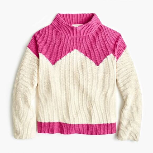 J. Crew x The Reeds Pink & Cream Chevron Ski Sweater - Picture 1 of 9